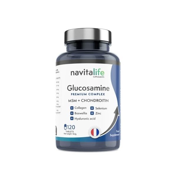 Glucosamine Chondroïtine 1100mg Premium Complex + MSM + Hydrolysed Marine Collagen | Améliore la Mobilité, Réduit la Douleur ...