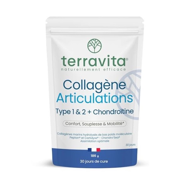 Collagène Articulations en Poudre | Peptides de Collagène Marin Peptan® & Cartidyss® Types 1 et 2 + Chondroïtine Chondro’Sea®