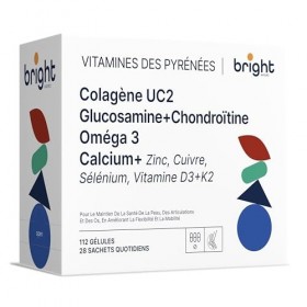 Collagène UC2 + Glucosamine + Chondroïtine + Calcium + Vitamine D3 + Oméga 3 + Vitamine C – Gestion Articulaire, 4 Complément