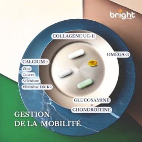 Collagène UC2 + Glucosamine + Chondroïtine + Calcium + Vitamine D3 + Oméga 3 + Vitamine C – Gestion Articulaire, 4 Complément