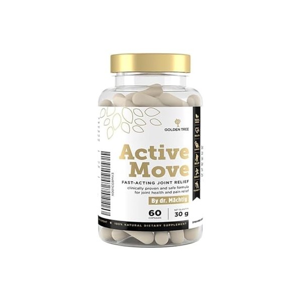 Golden Tree Active Move – Gélules Articulations avec Boswellia, Acide Hyaluronique, Collagène UC-II & Vitamine C – Complexe A