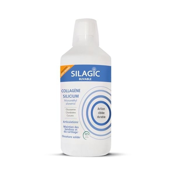 SILAGIC - Solution Buvable au Collagène & Silicium Organique - Avec Chondroïtine, Glucosamine & Curcuma - Articulations Sensi