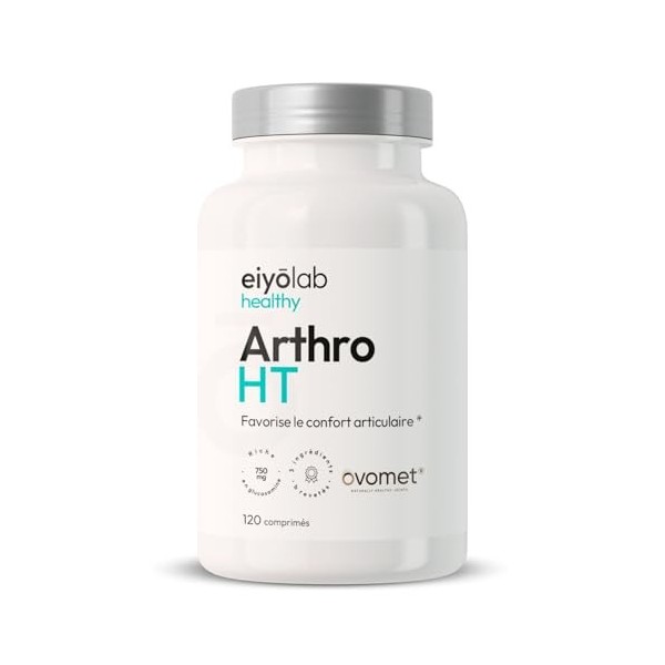 ARTHRO HT | Articulations Douloureuses - Soulagement Rapide et Durable | 3 Actifs Brevetés | Collagène Ovomet + Glucosamine +