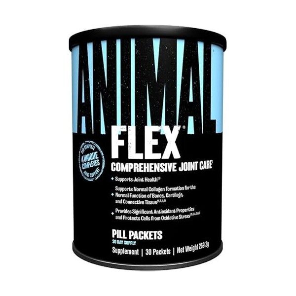 ANIMAL Flex Comprehensive Joint Care – 4 complexes uniques pour articulations, os et cartilage – avec vitamines A et E, gluco