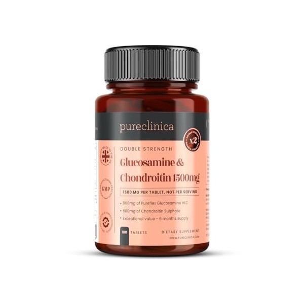 180 comprimés de glucosamine HCL et de chondroïtine à forte force 1500 mg - 6 mois de réserve Chondrotoïne et glucosamine