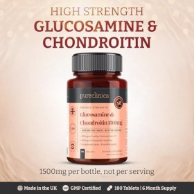 180 comprimés de glucosamine HCL et de chondroïtine à forte force 1500 mg - 6 mois de réserve Chondrotoïne et glucosamine