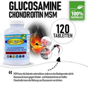 Seuren Nutrients | Glucosamine et chondroïtine plus MSM 120 comprimés | Capsules à haute dose pour des articulations saines S