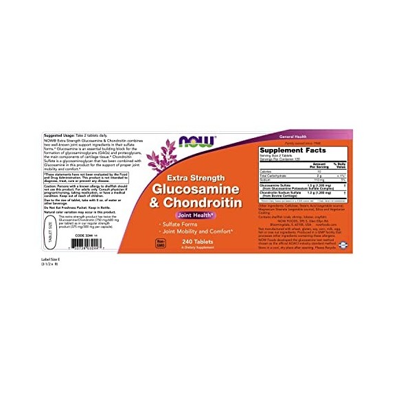 NOW Foods Glucosamine & Chondroitin Extra Strength - 240 tabs