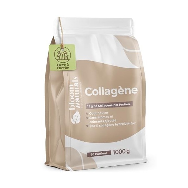 Collagène Poudre 1500g - 20g par Portion, 100% Hydrolysé, Goût Neutre - 75 Portions - Collagène Bovin, Peptides Type 1 & 3 - ...