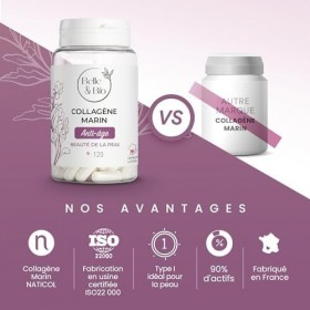 ANTI-ÂGE & TONICITÉ DE LA PEAU - Collagène Marin 90% protéines actives - Vitamines C et E et SELENIUM - 120 gélules - Cure 2 ...