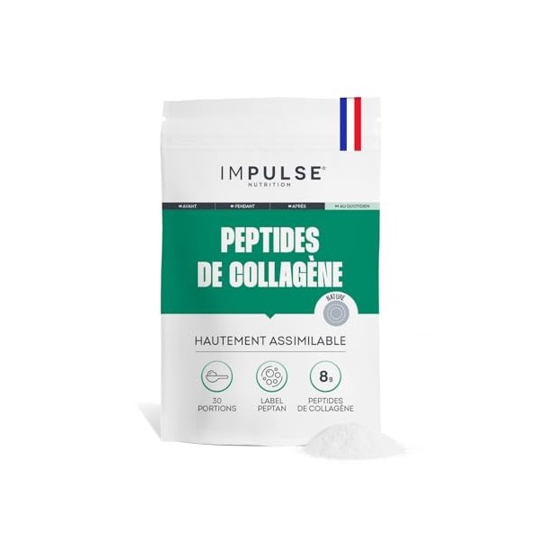 Impulse Nutrition - Peptides de Collagène Peptan 300g - Complément alimentaire sport avec Collagène Bovin - Articulations, Ré...