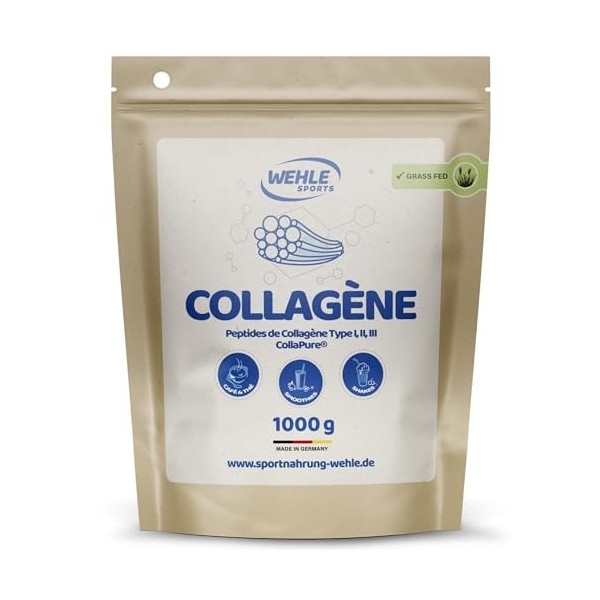 Collagene en Gélules - 315 Gélules - 4550 mg Peptides de Collagène par Dose Journalière - Type I, II & III CollaPure® - Grass...