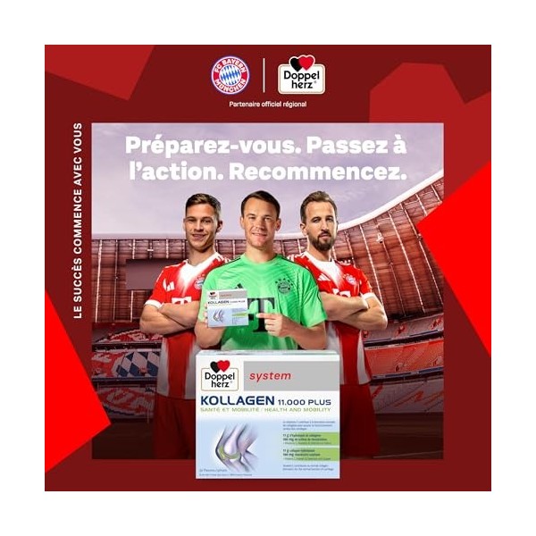 Doppelherz, Kollagen 11000 Plus, Hydrolysat de collagène et Vitamines C, D et minéraux, Pour les os, cartilages et muscles, G...