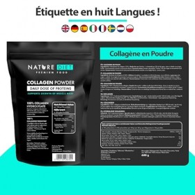 Nature Diet - Poudre de collagène Type I, III | 600 g | Hydrolysat | Sans saveur | Peptides de collagène