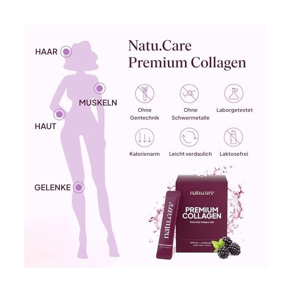 natu.care Poudre de collagène de qualité supérieure - Poudre de collagène - Poudre de collagène - Protéines vitales peptides 