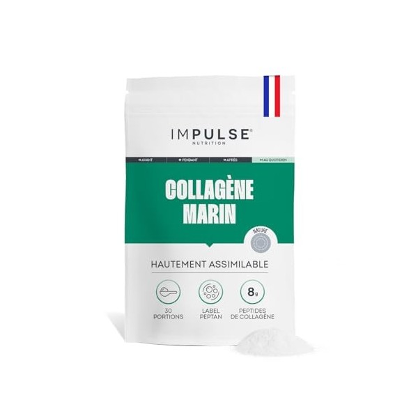 Impulse Nutrition - Collagène Marin Hydrolysé Type 1 Peptan® en Poudre avec Vitamine C - Complément Alimentaire Récupération,...