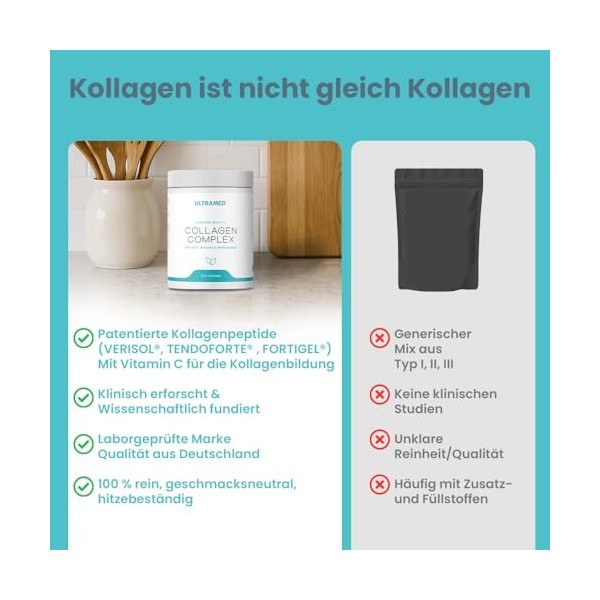 UltraMed - Poudre de collagène bioactive de qualité supérieure composée de VERISOL, TENDOFORTE & FORTIGEL + vitamine C | 300