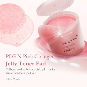 Medicube Salmon DNA PDRN Pink Collagen Jelly Pads – Pads tonifiants avec Niacinamide, Madecassoside & Rétinol – Calment & ill