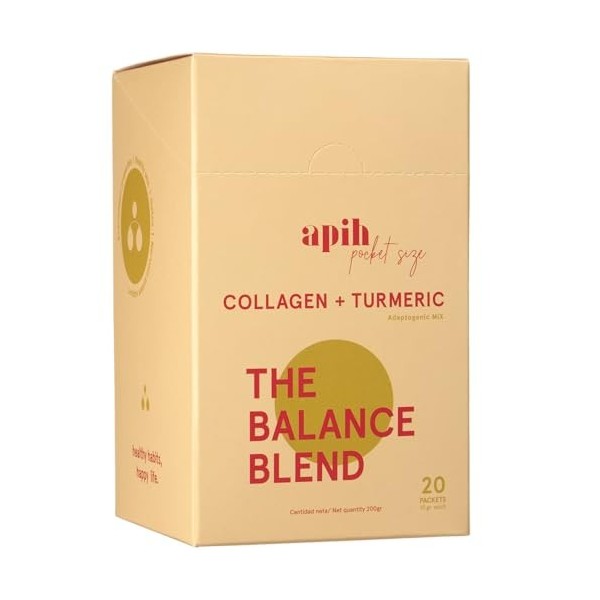 APIH collagène hydrolysé + poudre de curcuma, pour la peau, les cheveux et les ongles, peptides de collagène bovin, sans sucr