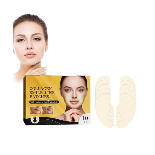 Patchs Collagène Pour Sourire, 10 Patchs Anti-Rides Pour Lignes Du Sourire, Lissage Instantané Des Ridules, Pour Un Sourire J