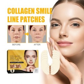 Patchs Collagène Pour Sourire, 10 Patchs Anti-Rides Pour Lignes Du Sourire, Lissage Instantané Des Ridules, Pour Un Sourire J