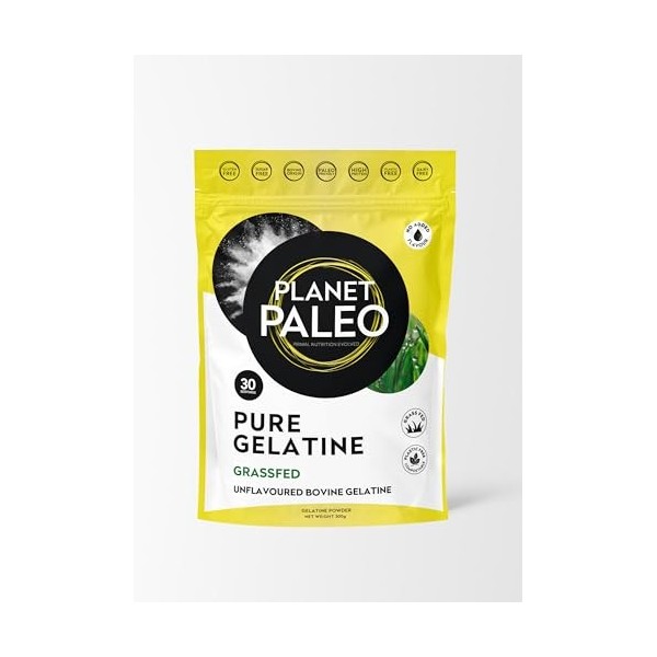 Planet Paleo Poudre de gélatine bovine pure 30 portions, 300 g – Poudre de gélatine non aromatisée – Poudre de gélatine de 