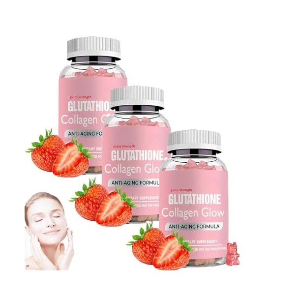 Caduola Glutathion Collagen Glow Gummies, glutathion Collagen Glow Gummies pour taches sombres, 60 pièces/flacon de glutathio