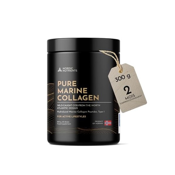 Nutriments Nordiques Collagène Marin Sauvage | Type I | 95% de Protéines | Pour les Articulations, les Muscles et les Os | Pe