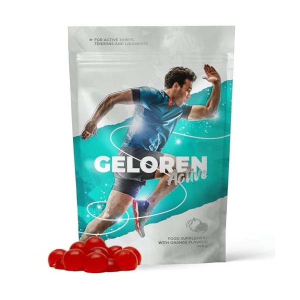 Geloren Active Gel Articulaire, 400g, avec Collagène, Acide Hyaluronique et Vitamine C Orange 90 Pièces