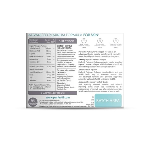 Vitabiotics Perfectil Collagen Skin Drinks 10 x 50 ml