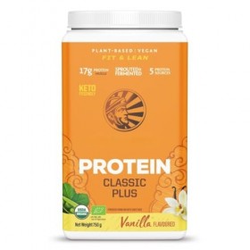 Sunwariior Classic Plus Protéines bio aromatisées à la vanille sans gluten, sans produits laitiers, 750 g en poudre