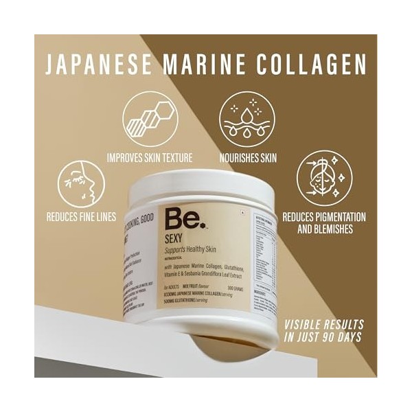 Be. Collagène marin japonais types I et III pour une peau saine pour homme et femme, stimule, réduit les ridules et amélior