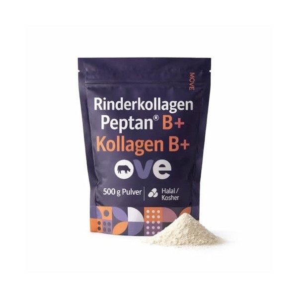 ove Collagène B+ Bovin Collagène Peptan B de sources les plus pures, 50 doses quotidiennes, halal, casher, sans OGM, hydrolys