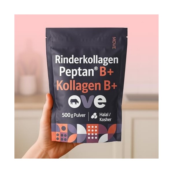 ove Collagène B+ Bovin Collagène Peptan B de sources les plus pures, 50 doses quotidiennes, halal, casher, sans OGM, hydrolys