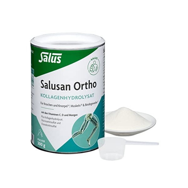 Salus - Poudre dhydrolysat de collagène Salusan Ortho - 1 boîte de 300 g - Avec vitamines C, D et manganèse - Bien soluble e