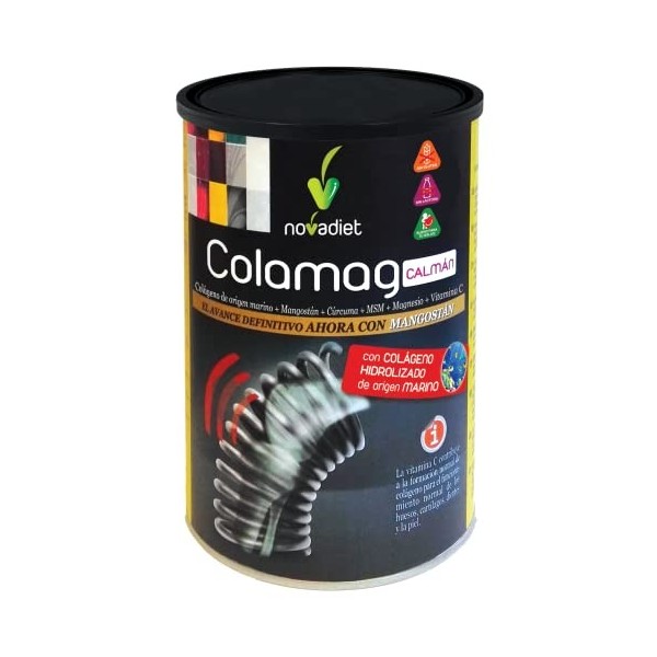 NOVA DIET Novadiet - COLAMAG CALMAN avec collagène dorigine marine, mangoustan, curcuma, vitamine C, magnésium, pour la peau