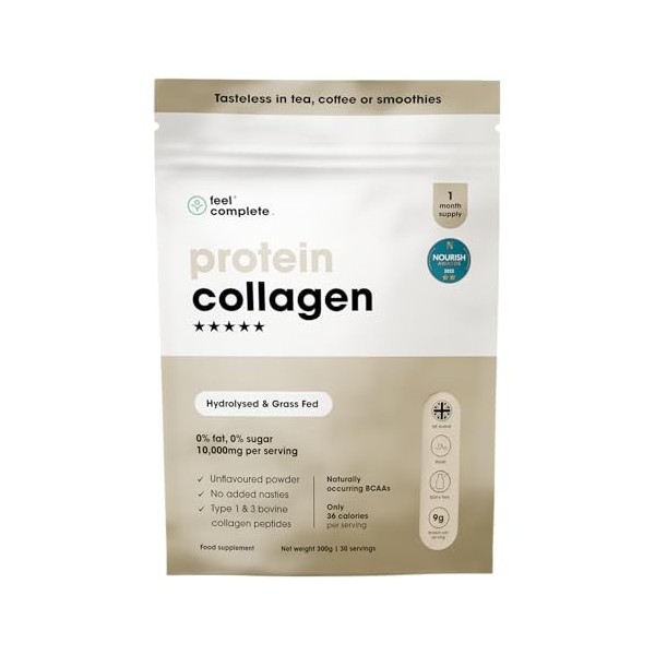 Feel Complete - Collagène protéiné - Collagène bovin hydrolysé de type 1 et 3 de qualité supérieure - Collagène riche en prot