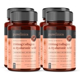 1500mg x 720 tablets. 1200mg of UltraColl Collagen & 300mg of Hyaluronic Acid per tablet. 4 bottles of 180 tablets each - 12