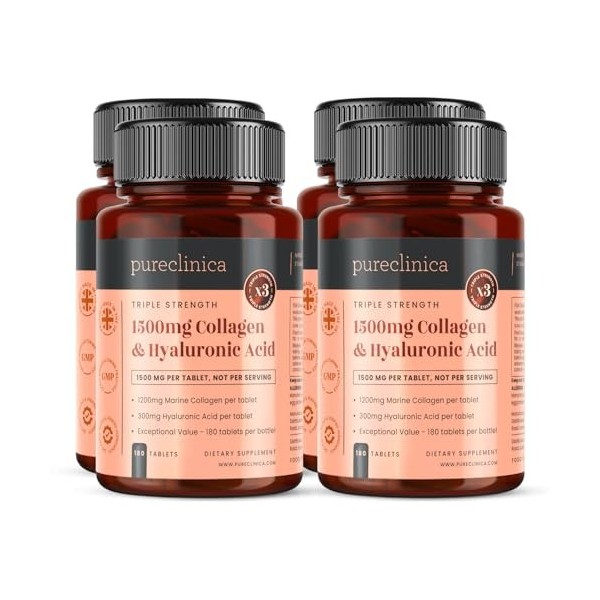 1500mg x 720 tablets. 1200mg of UltraColl Collagen & 300mg of Hyaluronic Acid per tablet. 4 bottles of 180 tablets each - 12