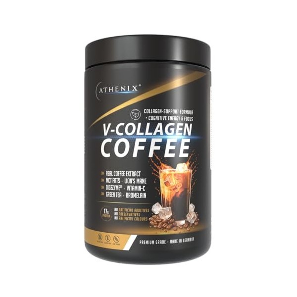 Athenix Café au collagène de qualité supérieure | Café protéiné avec | Faible teneur en sucre | Lisse et crémeux | Favorise l