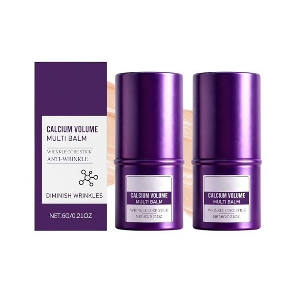 Lot de 2 bâtonnets de calcium multi-baume hydratant anti-âge pour raffermissant, liftant et intensif, collagène, baume multip