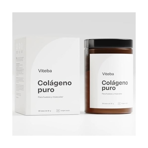 Viteba Collagène hydrolysé pur en poudre sans goût 330 g pour sportifs - Protéine pour renforcer les articulations et les mus