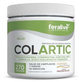 Feralive Laboratories Colartic 270g Saveur Fruits Rouges - Collagène FORTIGEL + Chondroïtine + Glucosamine + MSM + Curcuma + 