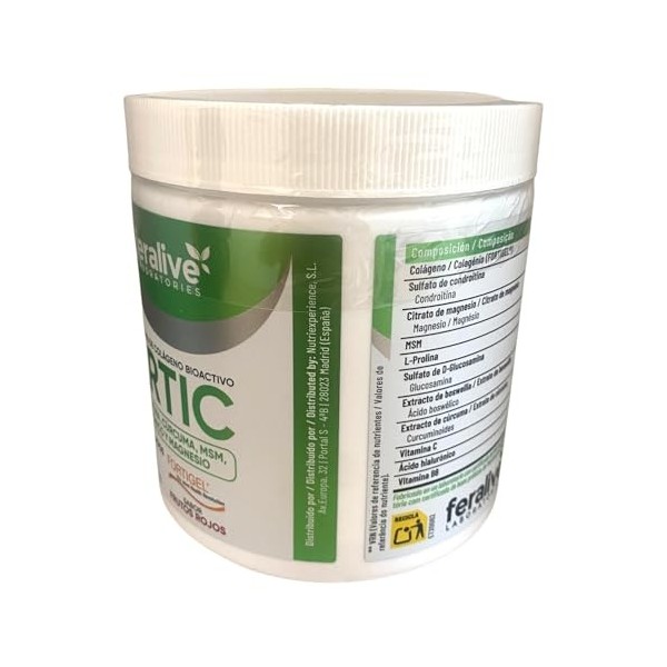 Feralive Laboratories Colartic 270g Saveur Fruits Rouges - Collagène FORTIGEL + Chondroïtine + Glucosamine + MSM + Curcuma +