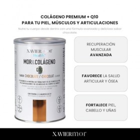 XAVIERMOR Collagène + Q10 Chocolat 300g - Supplément avec Collagène Hydrolysé, Coenzyme Q10, Magnésium, Calcium, Vitamines C 