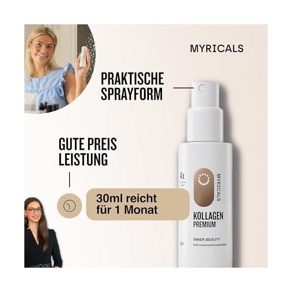 MYRICALS Collagène Hydrolysat Premium Spray liquide – Suffisant pour 2 mois – Hautement dosé avec la plus haute biodisponibil