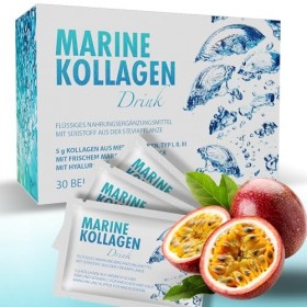 Boisson au collagène marine - 5 g de collagène marin hydrolysé - Type I, II et III - Avec vitamine C et zinc - Pour la peau, ...