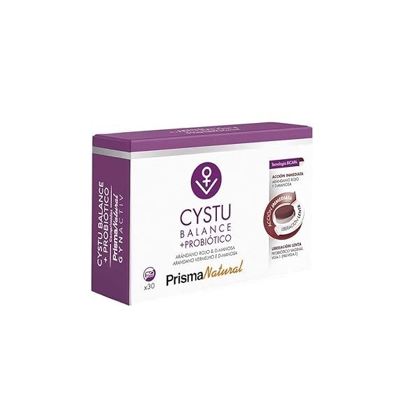 Prisma Natural - Gynactiv CYSTU-BALANCE + PROBIOTIQUES, complément pour la femme | à lairelle rouge et d-mannose | Formule a