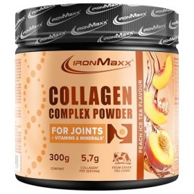 IronMaxx Poudre complexe de collagène – Peach Ice Tea 300 g | De vaches nourries à lherbe | Pour les articulations avec des 