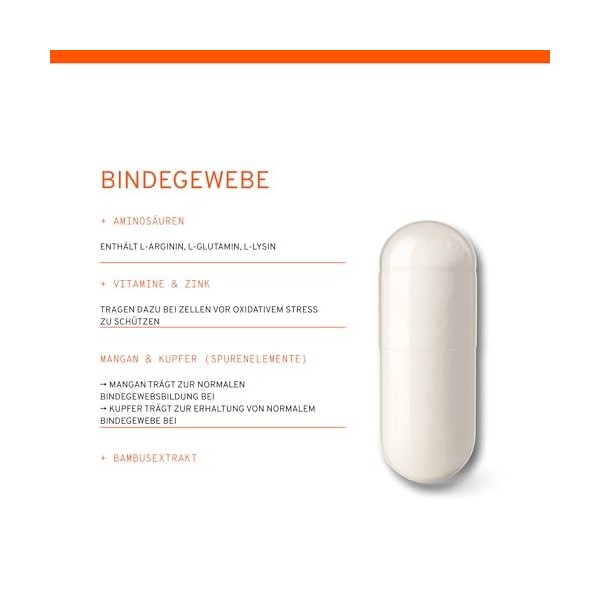 Oxano Capsules de tissu conjonctif - Santé des tissus conjonctifs, acides aminés, vitamines, magnésium, extrait de bambou, co